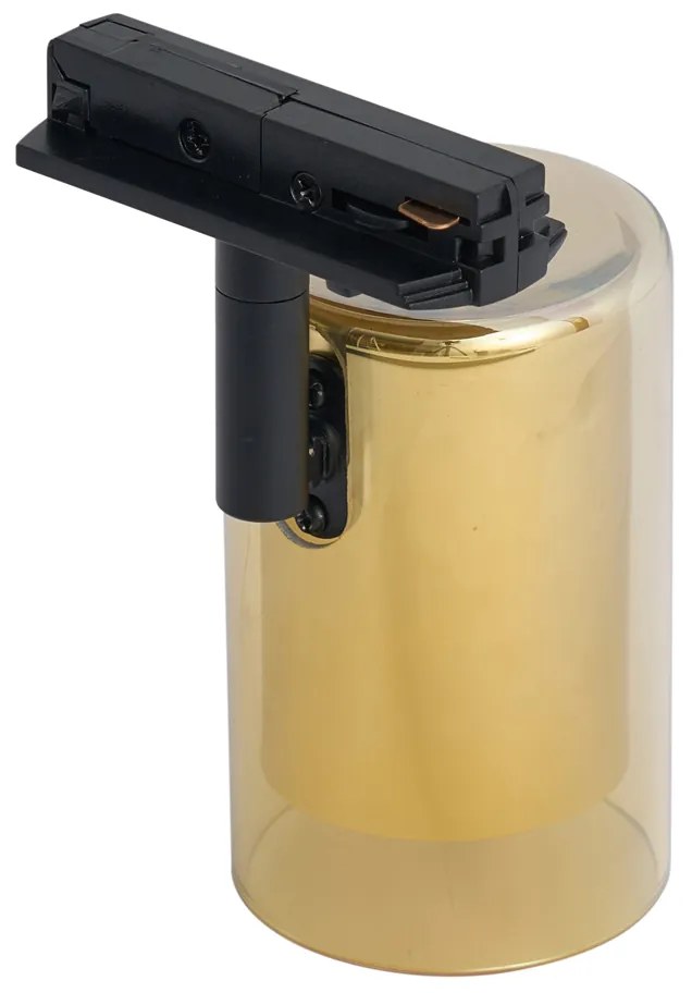 Moderne spot goud met amber glas voor railsysteem 1-fase - Iconic Lloyd