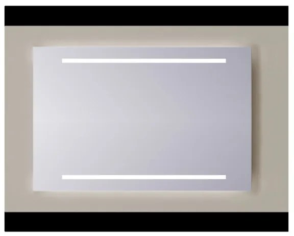 Sanicare Q-mirrors spiegel zonder omlijsting / PP geslepen 100 cm twee horizontale banen cold white Leds LCH.60100