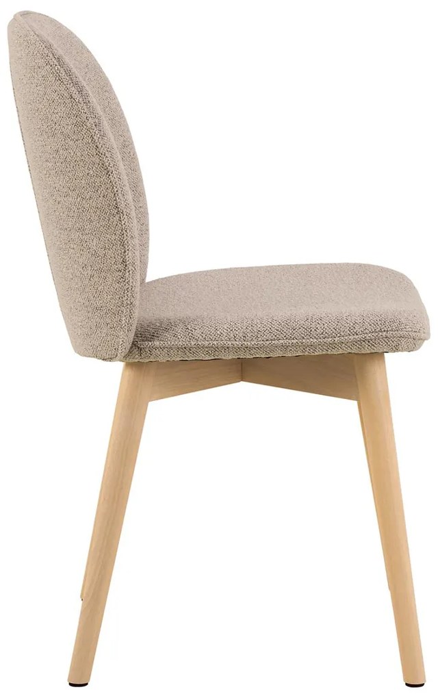 Eetkamerstoel Met Houten Poten Beige Boucle
