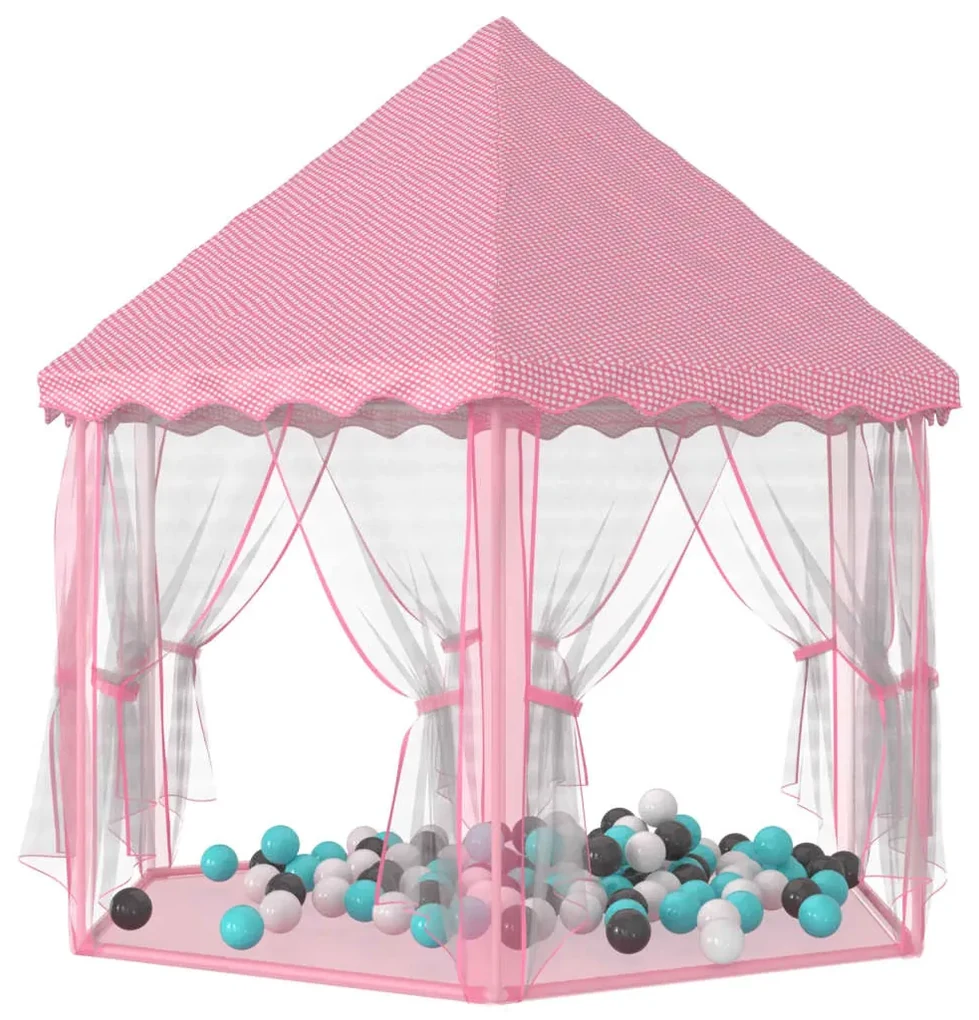 vidaXL Prinsessenspeeltent met 250 Ballen 133x140 cm roze