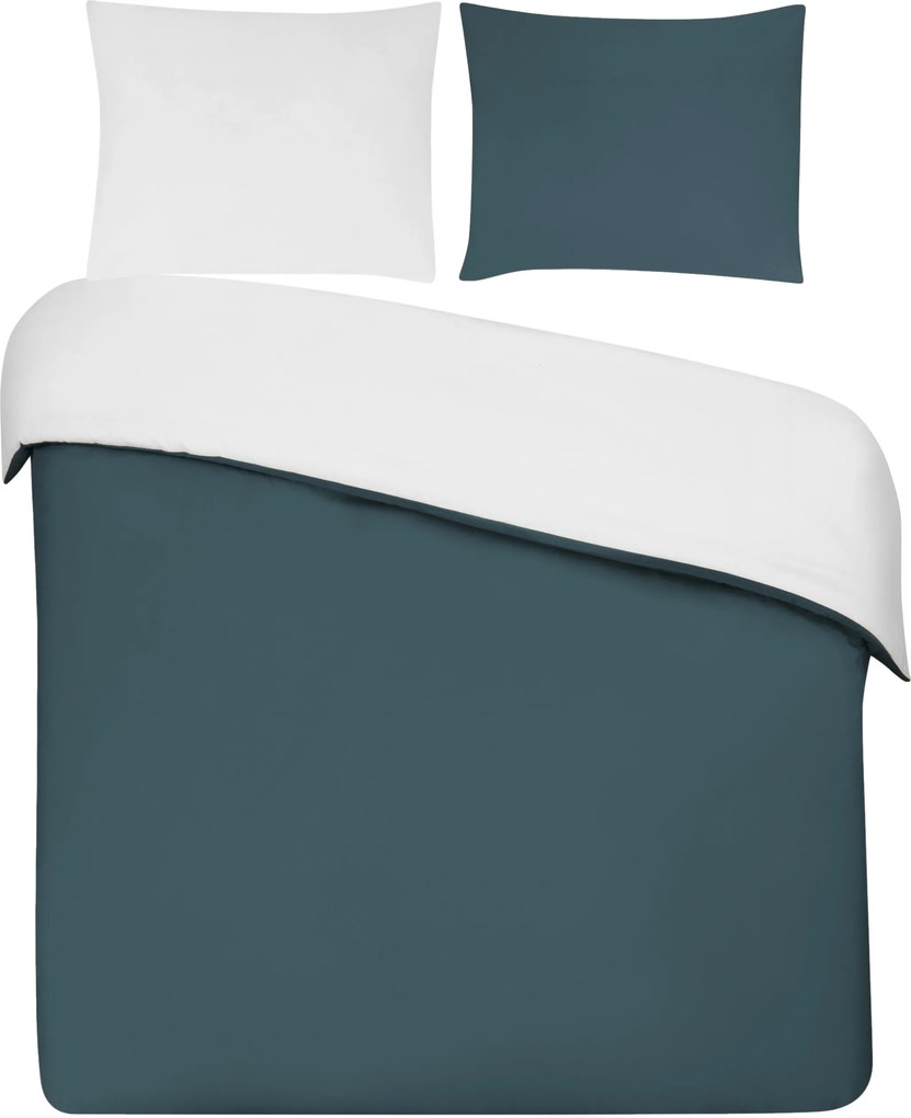 Dekbedovertrek Percal– 100% percal katoen – 140×200/220 – petrol/wit