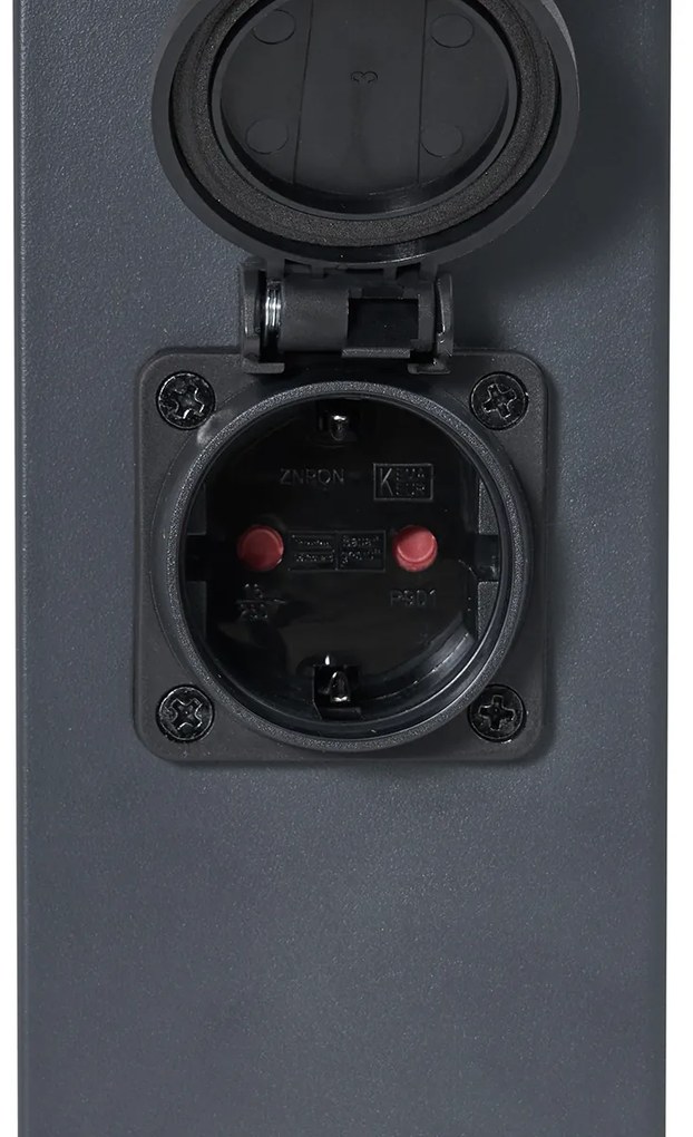 Buitenlamp donkergrijs met opaal glas 80cm IP44 met stopcontact en bewegingssensor - Malios