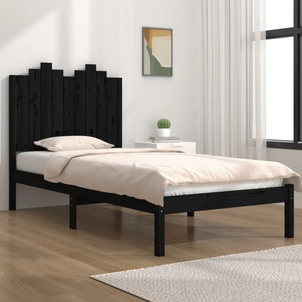 vidaXL Bedframe massief grenenhout zwart 90x190 cm 3FT Single