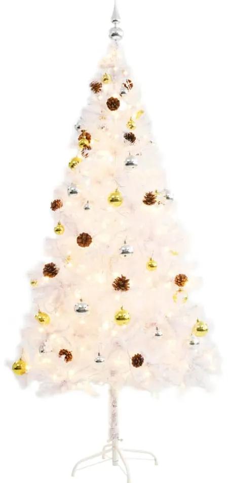 vidaXL Kunstkerstboom met kerstballen en LED's 180 cm wit