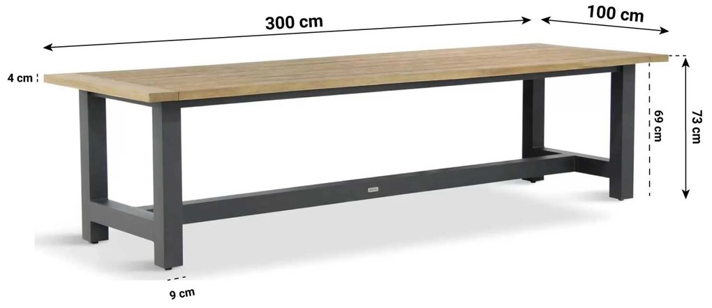 Tuinset 8 personen 300 cm Aluminium Grijs Santika Furniture Santika