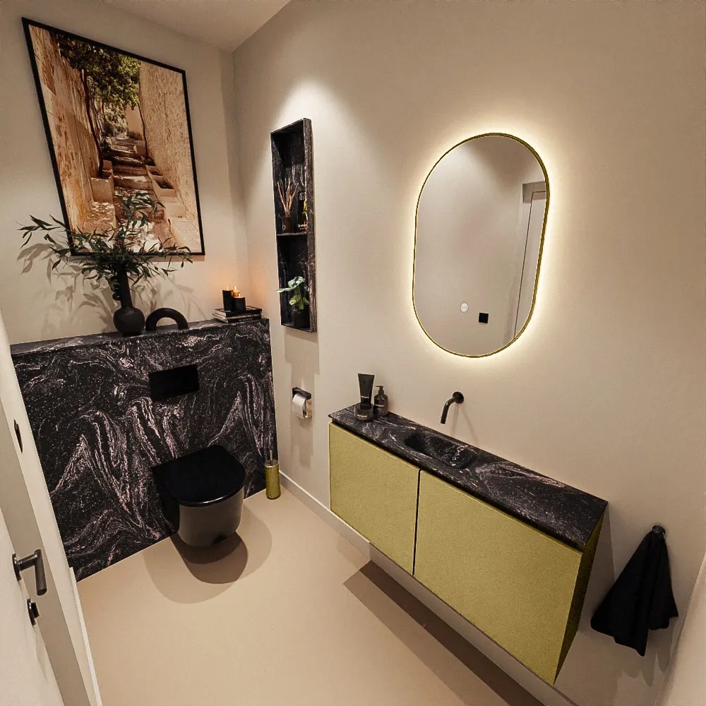 Mondiaz Ture DLux toiletmeubel 100cm oro met wastafel lava midden zonder kraangat