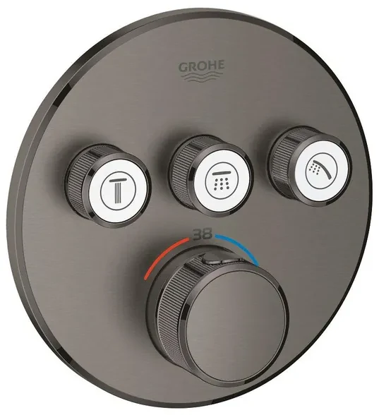 GROHE Grohtherm SmartControl inbouwkraan thermostatisch met omstel voor 3 functies rond hard graphite geborsteld 29121al0