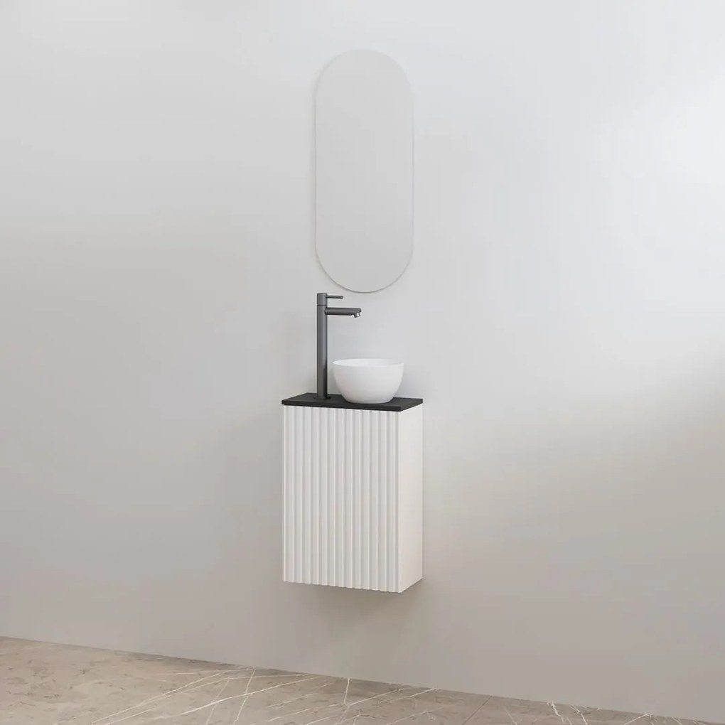 Best Design Mali ribbel toiletmeubel wit mat met zwart mat meubelblad