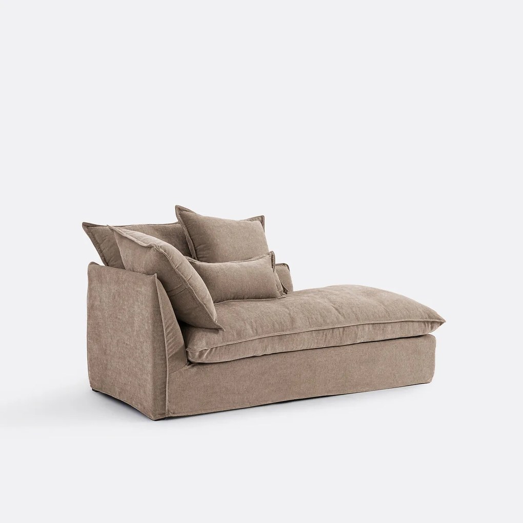 Longchair rechts, afneembare hoes, in gemêleerd polyester, ODNA