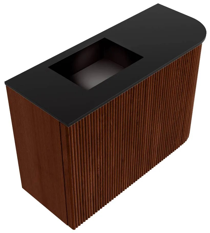 Mondiaz Joya 60cm toiletmeubel ronding rechts ruby met wastafel faye links zonder kraangat urban