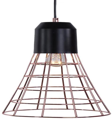 Metalen Hanglamp Cage, E27 Fitting, Koper / Zwart, Ã45x42cm