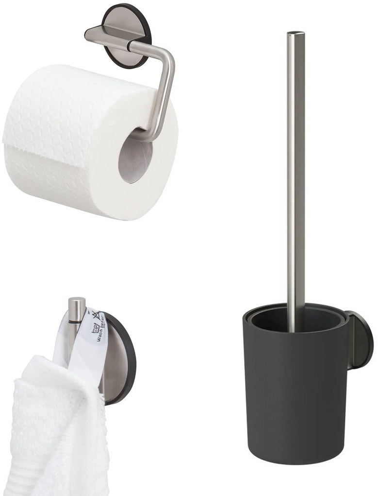 Tiger Tune toiletaccessoires set 3-delig hangend RVS geborsteld/Zwart