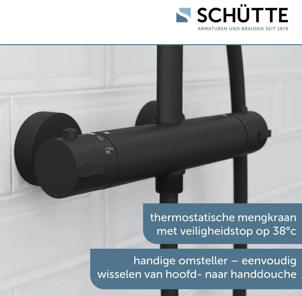 Schutte Maduro Fresh regendoucheset 3 standen zwart mat