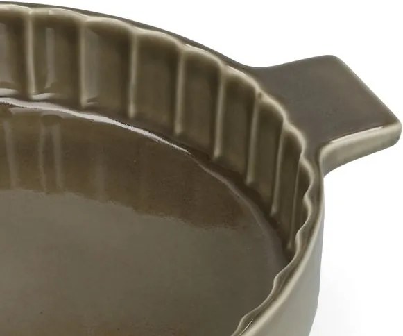 Quicheschaal, reactief glazuur, steengoed, olijfgroen, Ø25 cm