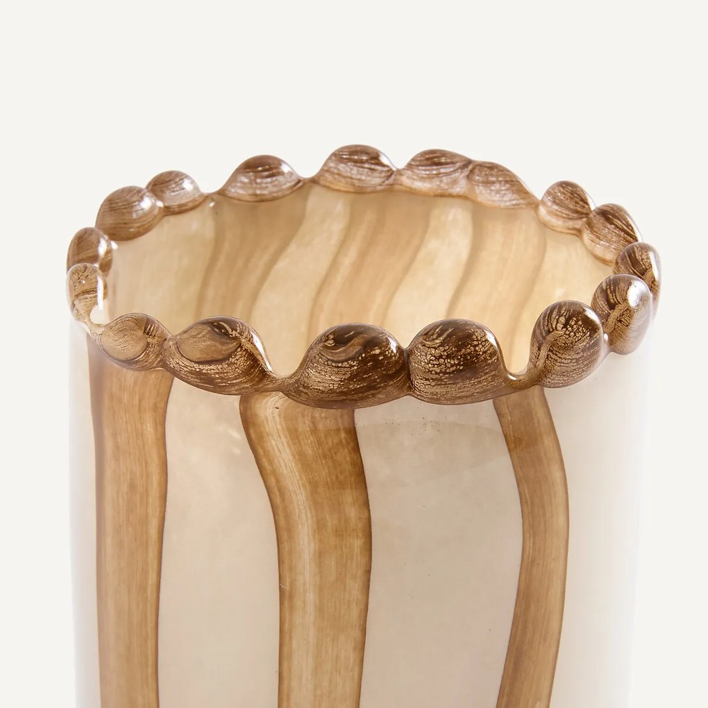 Gestreepte geblazen glazen vaas, hoogte 19 cm, SUGAR