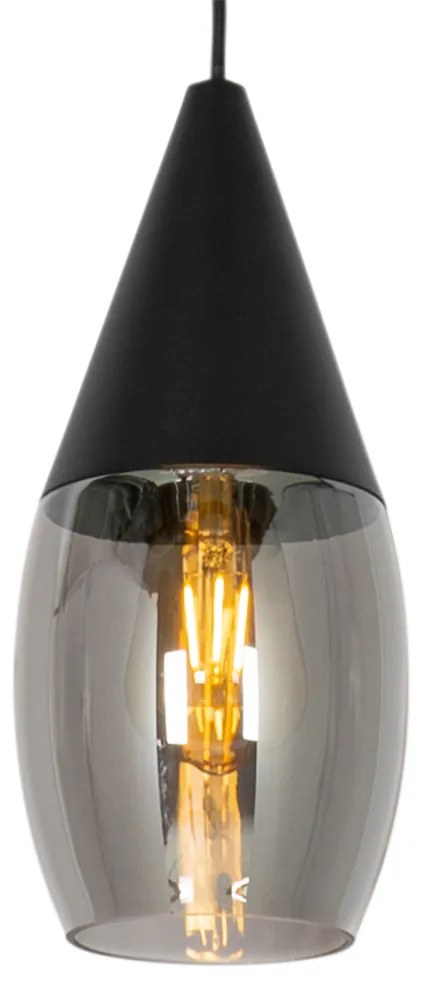 Moderne hanglamp zwart met smoke glas - Drop Modern E27 ovaal Binnenverlichting Lamp