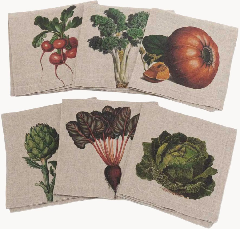 Linnen servetten Farm Vegetables, 6-delig