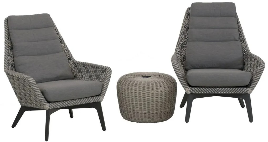 4 Seasons Outdoor | Savoy loungeset met donut  Tuinset    antraciet weerbestendig