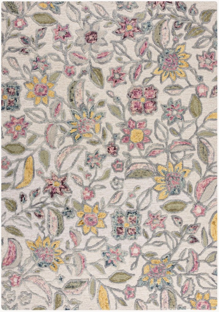 Handgetuft hoog-laag wollen vloerkleed Tania Floral