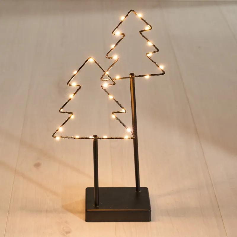 Kerstboom deco met verlichting - zwart - 38 cm