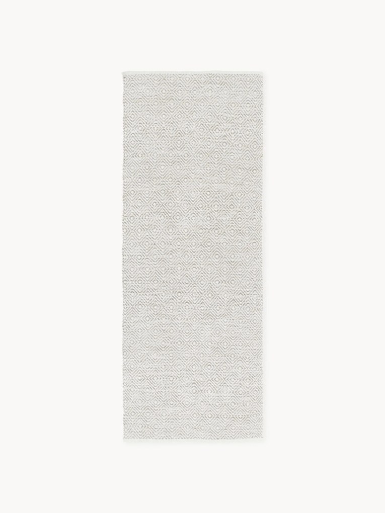 Handgeweven in- & outdoor loper Rika met vintage ruitjesmotief