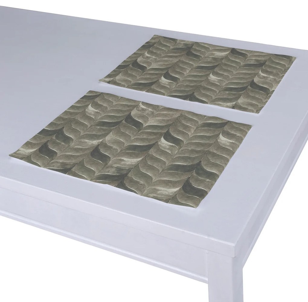 Dekoria Placemats 2 st., bladerpatroon in bruin, beige en groen, 30 x 40 cm