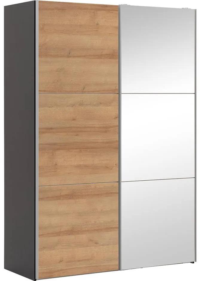 Goossens Kledingkast Easy Storage Sdk, 150 cm breed, 220 cm hoog, 1x 3 paneel schuifdeur li en 1x 3 paneel spiegel schuifdeur re