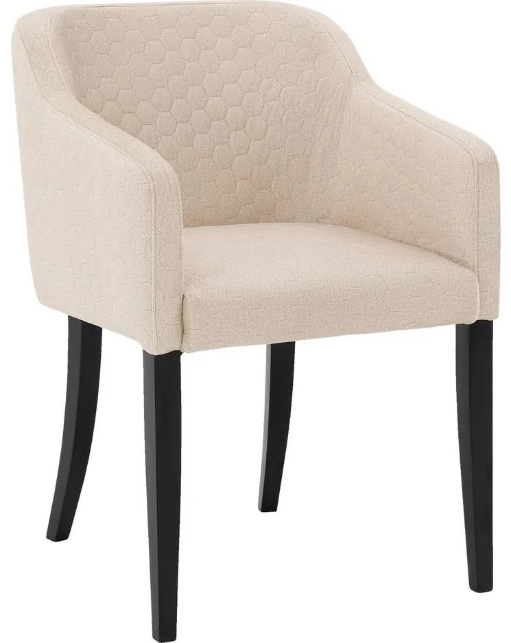 Goossens Eetkamerstoel Peda beige stof met armleuning, elegant chic