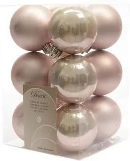 12 kerstballen poeder roze 60 mm