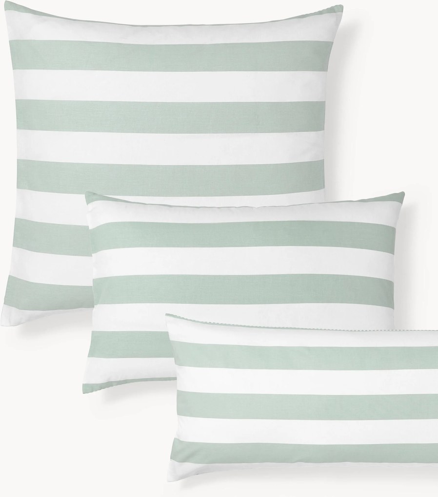 Gestreepte katoenen omkeerbare kussenhoes Lorena