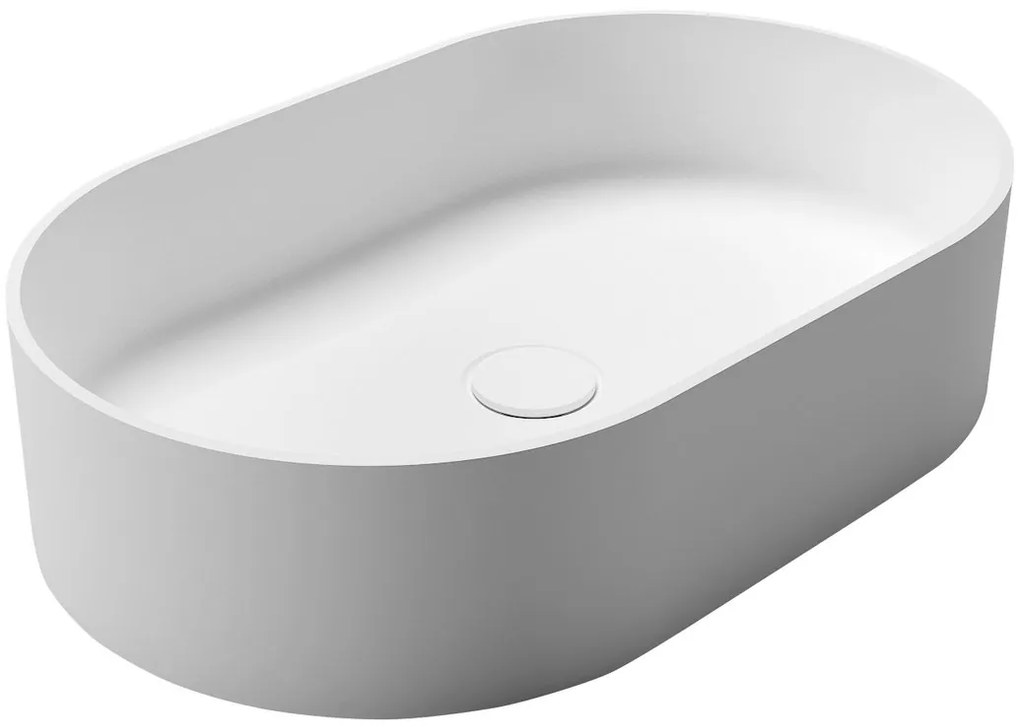 Sapho Thin ovale waskom solid surface 55x35cm wit mat