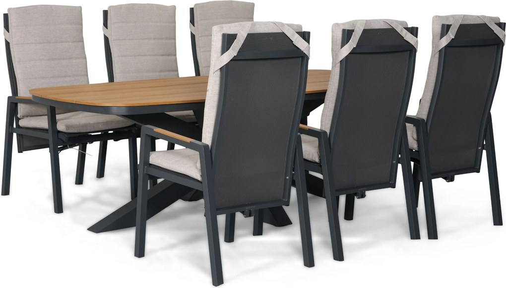 Tuinset 6 personen 220 cm Aluminium Grijs Lifestyle Garden Furniture Vivaro/Camila