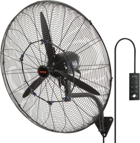 VEVOR Mist Fan, 74,9 cm waterdichte industriële ventilator, 3 snelheden, 9500 CFM, commerciële of residentiële ventilator voor het koelen van magazijnen, kassen en werkplaatsen