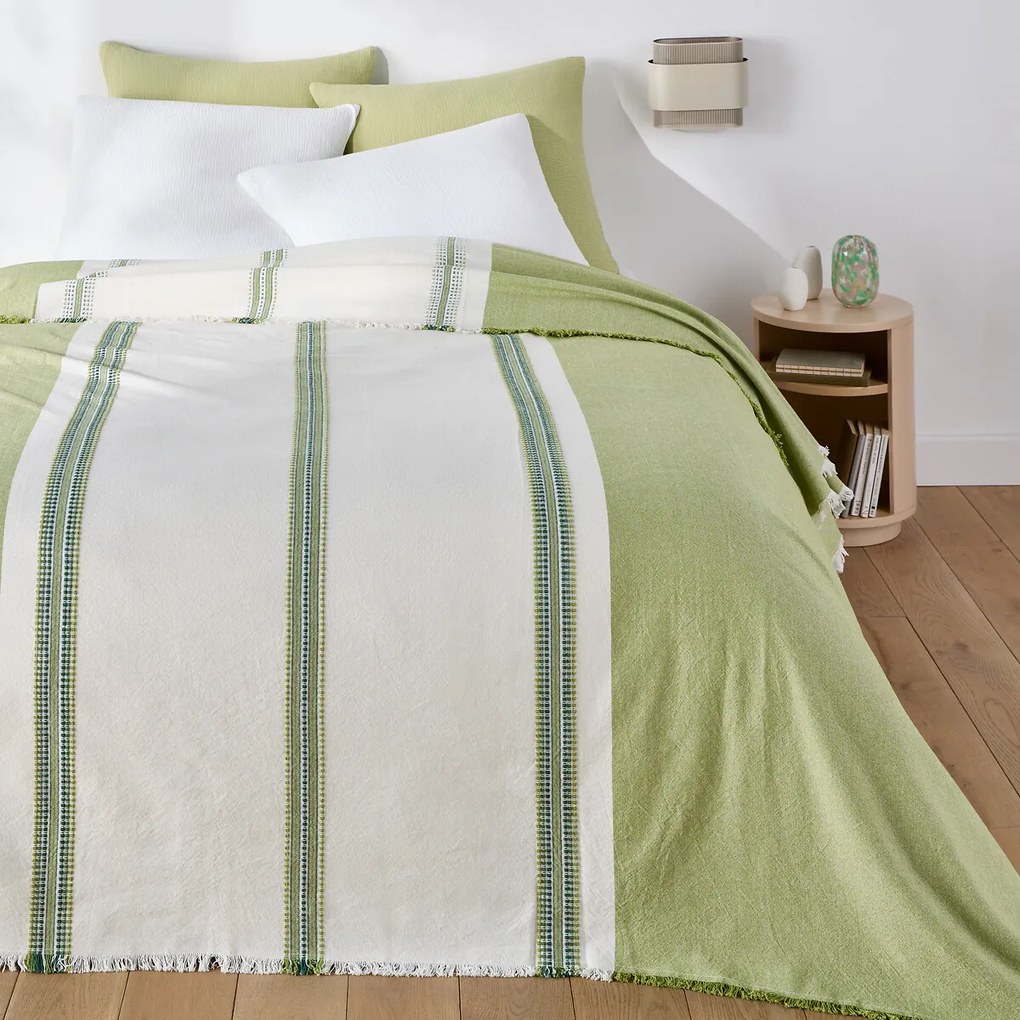 Gestreepte beddensprei in geverfd geweven katoen, Sereco