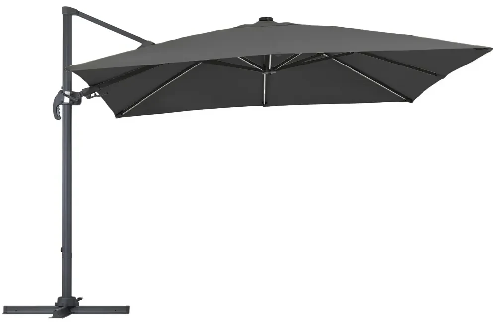 Merano tuinparasol met LED verlichting 3x4m Garden Point antraciet