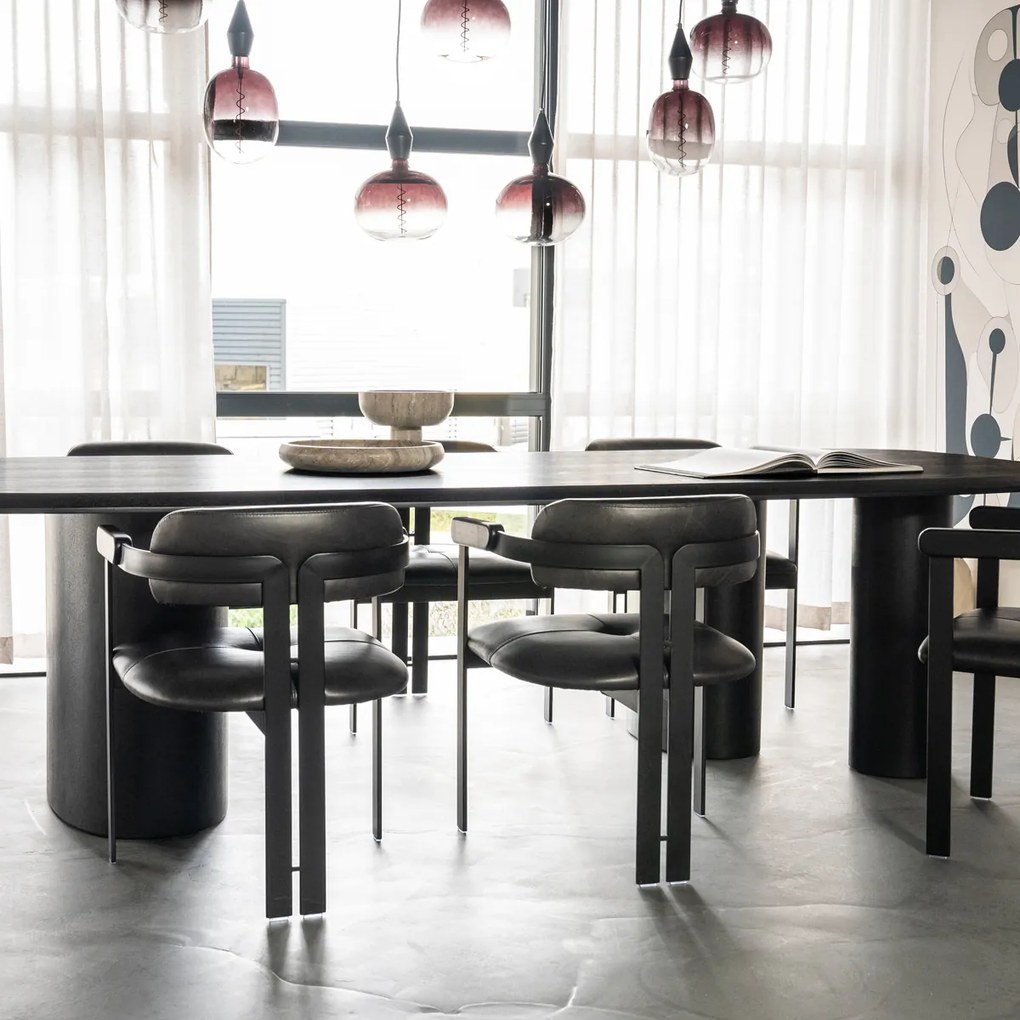 Organische Vorm Eettafel Zwart Hout 300x120 Cm - 300 X 120cm.