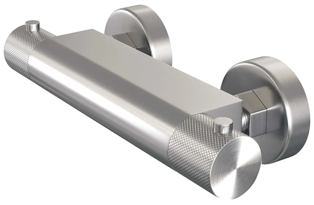 Brauer Brushed Carving thermostatische douchekraan met glijstang en staafhanddouche RVS geborsteld PVD