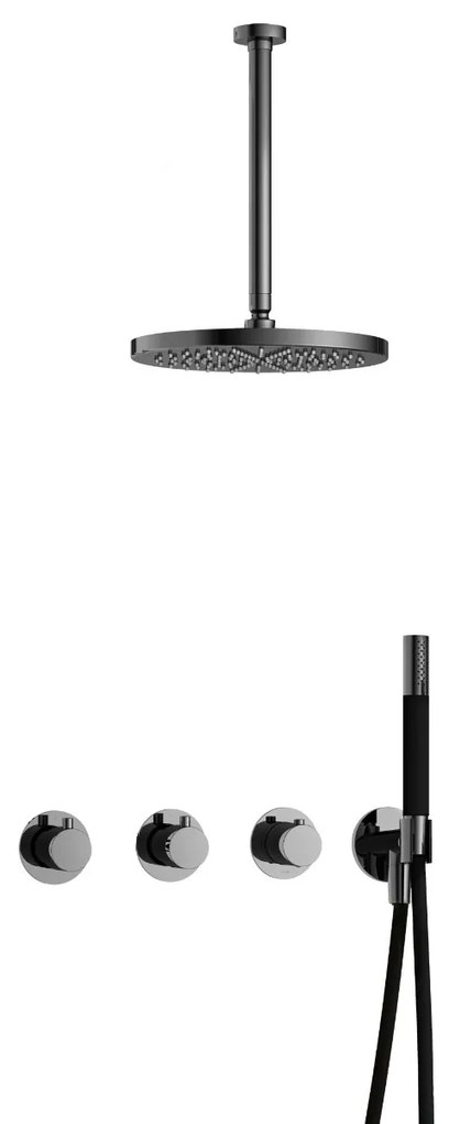 Hotbath Cobber IBS70 inbouwdouche met 30cm plafondbuis en 30cm hoofddouche zwart chroom
