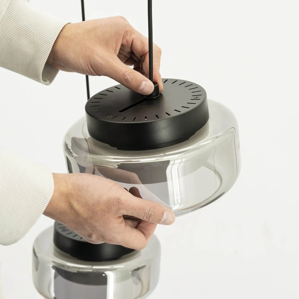 By-Boo Pivot Enkele Hanglamp Rookglas