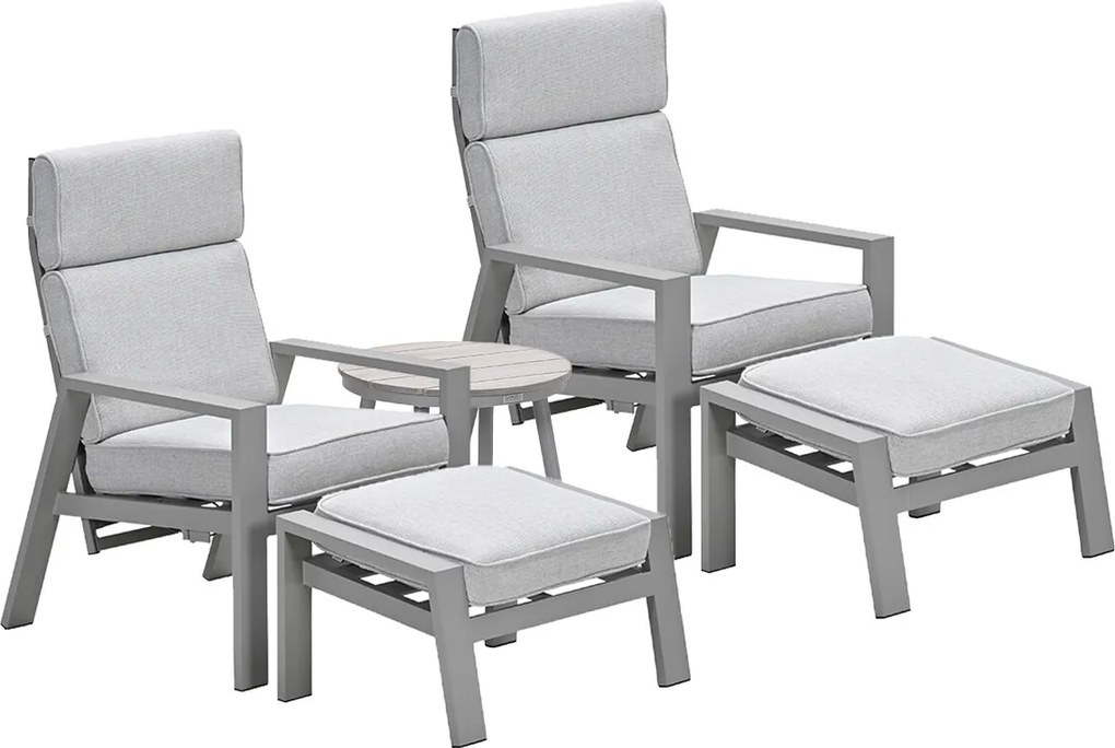 Garden Impressions Lora loungestoelen taupe - Lucas bijzettafel Ø50 cm