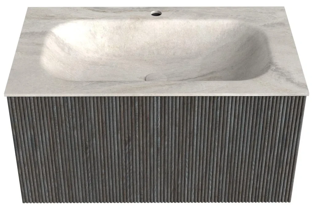 Mondiaz Kurve-dlux 80cm badmeubel shadow met 1 lade en wastafel big small midden 1 kraangat ostra