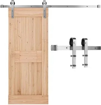 VEVOR Schuifdeursysteem met 1,5 m rail, draagvermogen 150 kg, geschikt voor een maximale breedte van 762 mm en een dikte van 34,92-44,45 mm, enkele schuifdeur, rail en J-vormige rol, zilver