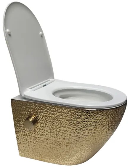 DTG Livorno douche wc croco goud met softclose zitting wit glans