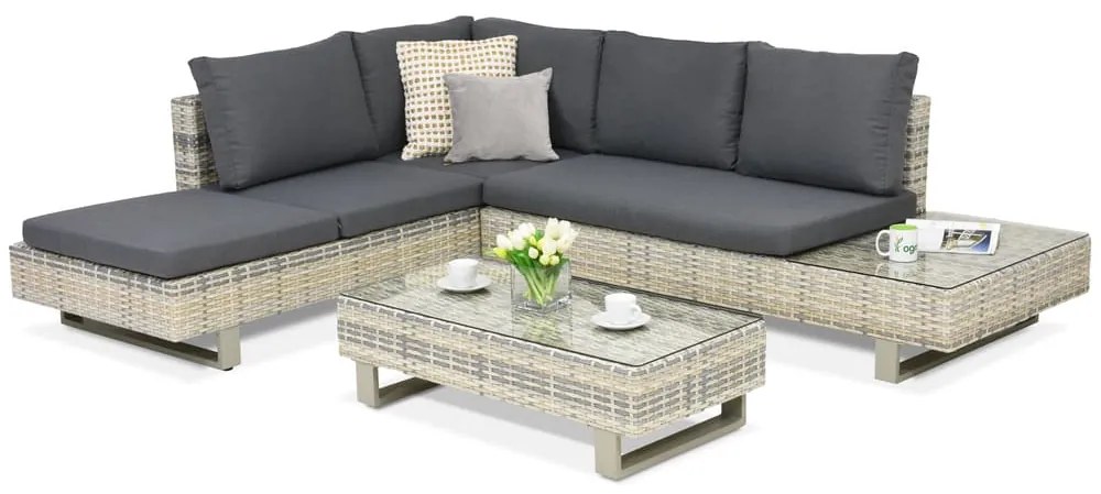 Luxe rotan loungeset Liguria Garden Point antraciet