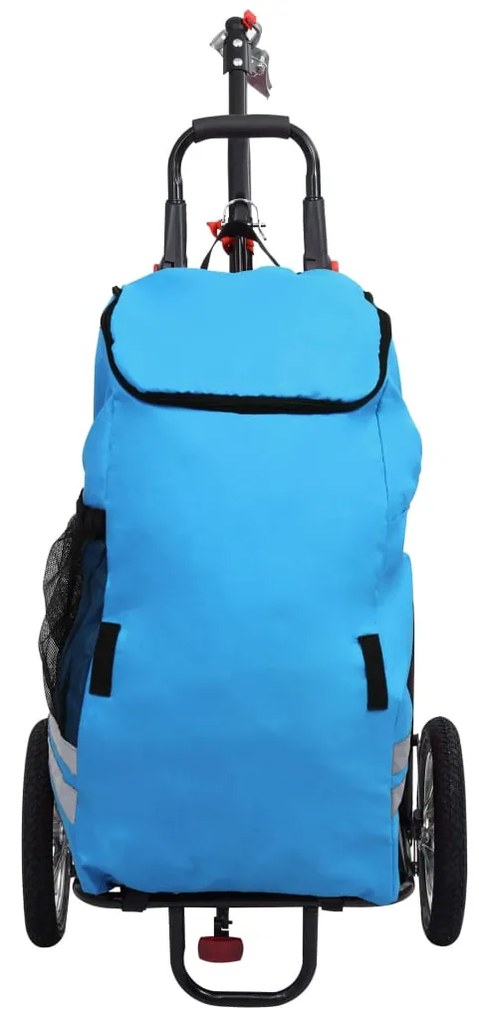 vidaXL Fietskar inklapbaar met boodschappentas blauw en zwart