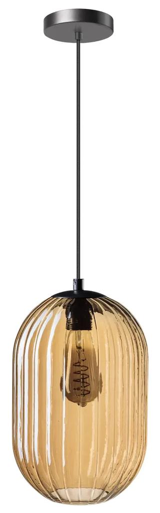 ETH Glamm Amber Sfeervolle Hanglamp Ribbel Amberglas 20 Cm