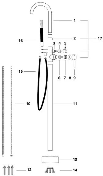 Saniclear Copper Pro vrijstaande badkraan koper geborsteld