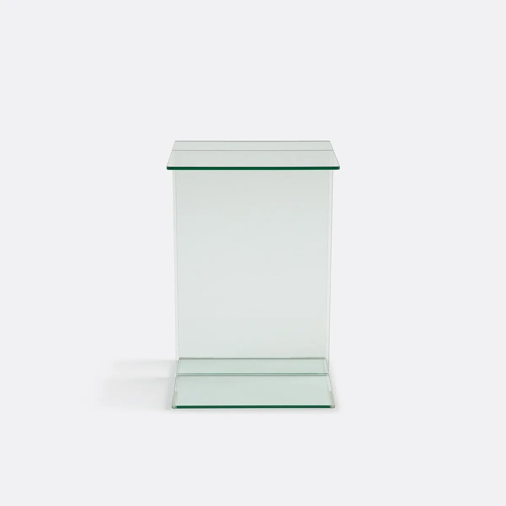 Bijzettafel van gehard glas, 1 nis, LIVIA
