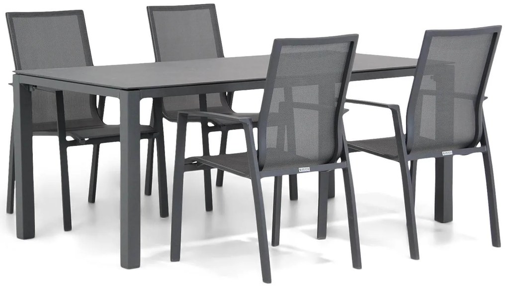 Tuinset 4 personen 180 cm Aluminium/textileen Grijs Lifestyle Garden Furniture Ultimate/Pallazo