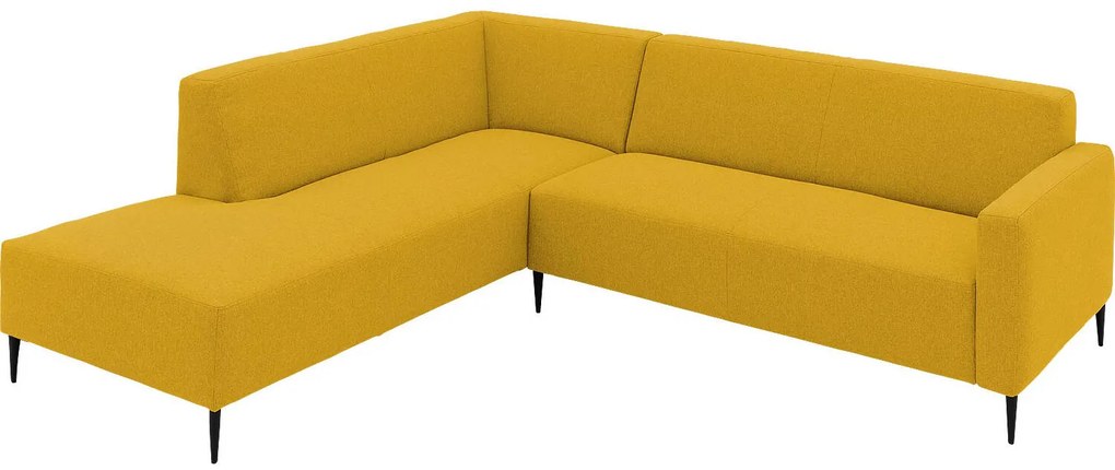 Goossens  Key West geel, stof, 2,5-zits, modern design met ligelement links